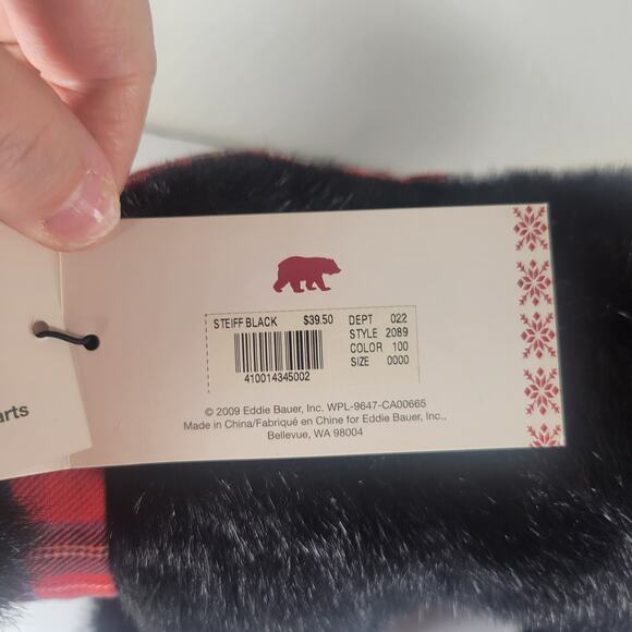 Steiff Teddy Bear Black Plaid Scarf  # 673054 Collectible Eddie Bauer 2009 - Picture 12 of 16